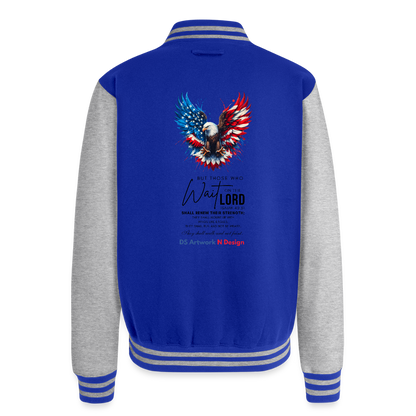 Mount on eagles wings -  Letterman Jacket - royal/heather grey