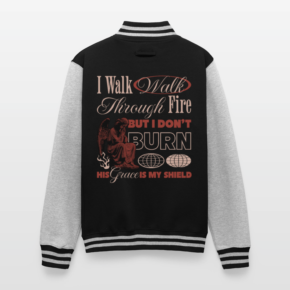 Walk with God - Letterman's Jacket - black/heather grey