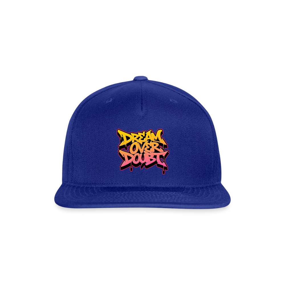 Dream Over Doubt - Graffiti Snapback Baseball Cap - royal blue