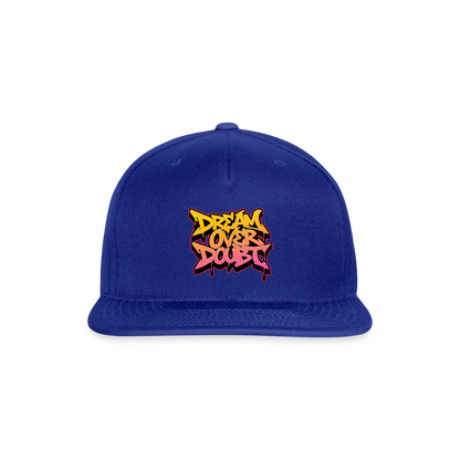 Dream Over Doubt - Graffiti Snapback Baseball Cap - royal blue