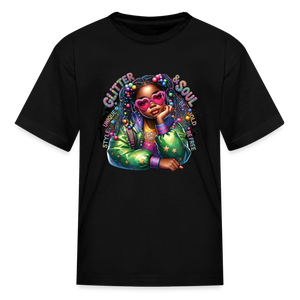 Black Girl Power - Glitter and Soul Kids' T-Shirt - black