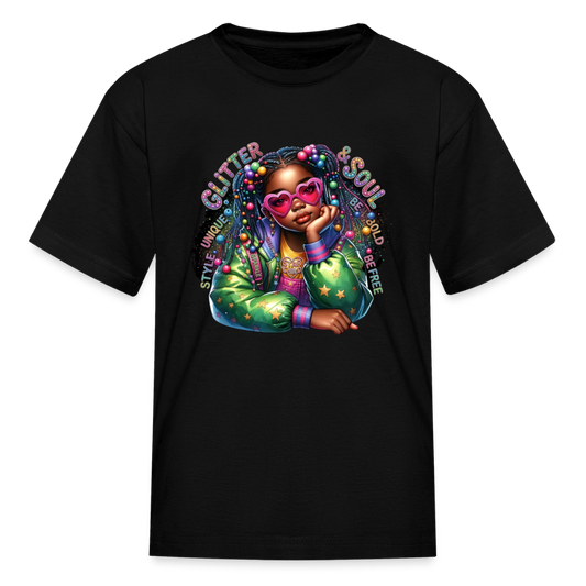 Black Girl Power - Glitter and Soul Kids' T-Shirt - black