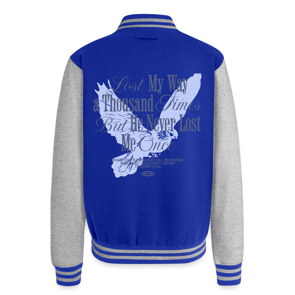 God is with Us - Letterman Jacket - royal/heather grey