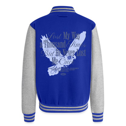 God is with Us - Letterman Jacket - royal/heather grey