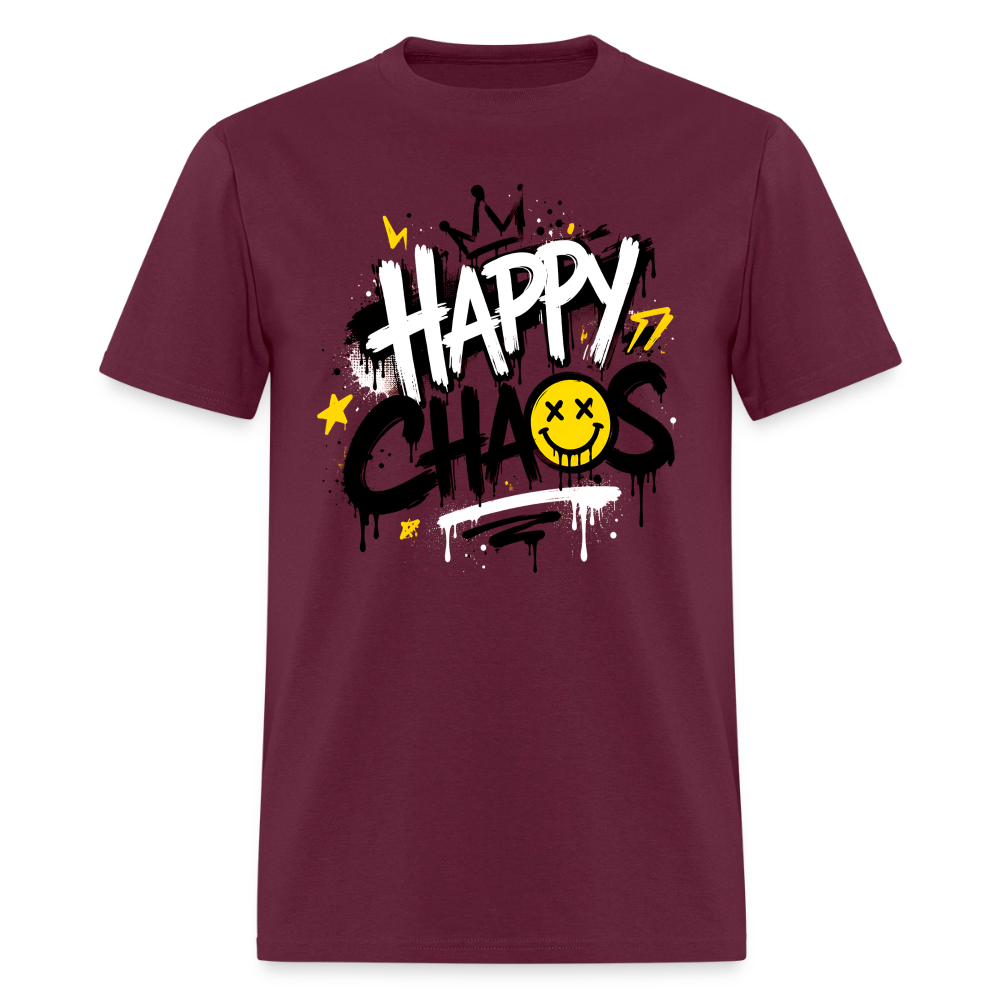 Happy Chaos - Graffiti Men's T-Shirt - burgundy