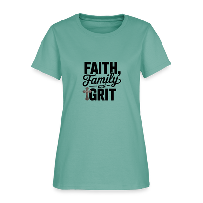 Faith and Family - Women's T-Shirt - aquatic