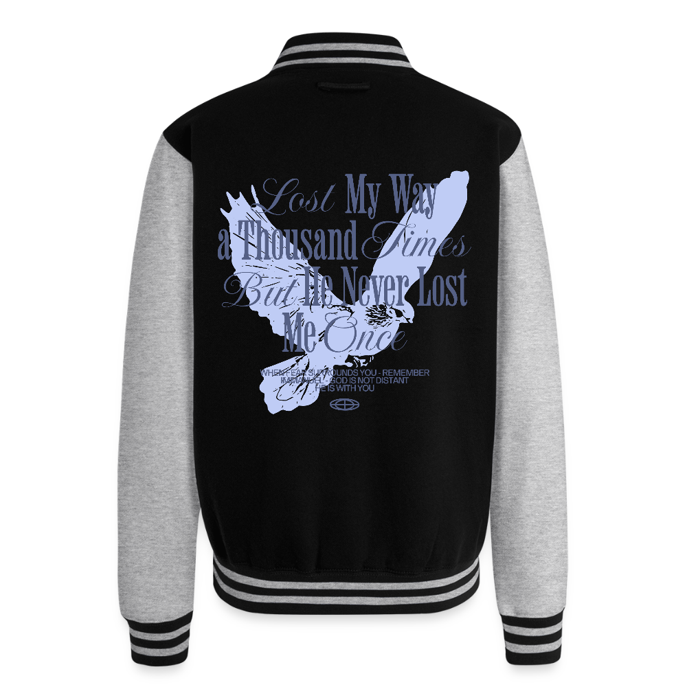God is with Us - Letterman Jacket - black/heather grey