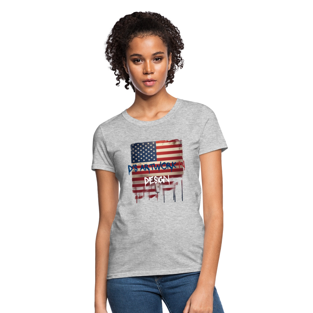 USA Flag Drip - Women's T-Shirt - heather gray