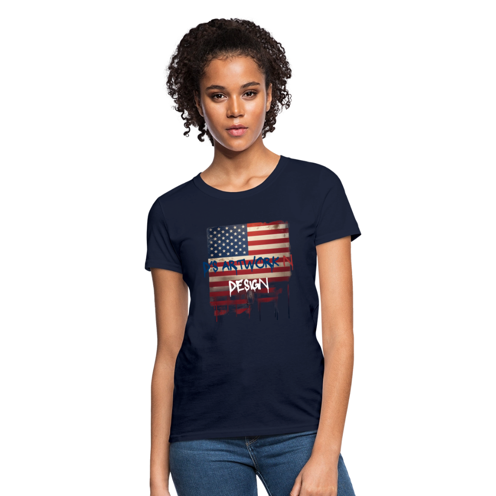 USA Flag Drip - Women's T-Shirt - navy