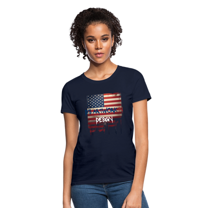 USA Flag Drip - Women's T-Shirt - navy
