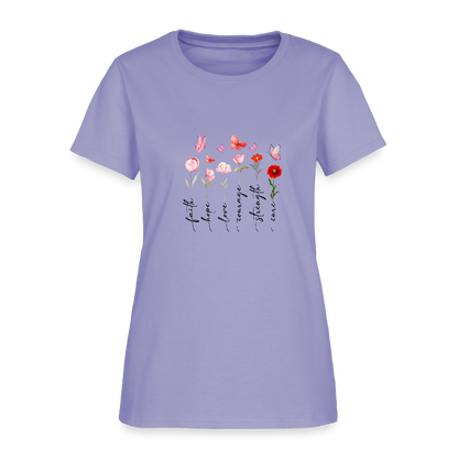 Faith, Hope, Love - Floral Women's T-Shirt - lavender