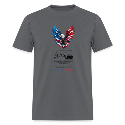 Mount on Eagles wings -Men's  T-Shirt - charcoal