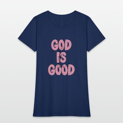 God is Good - Bold Pink -Women's Short Sleeve T-Shirt -  blue dusk