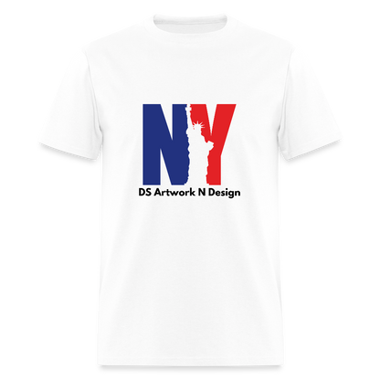 NY - Blue and Red Tee - white
