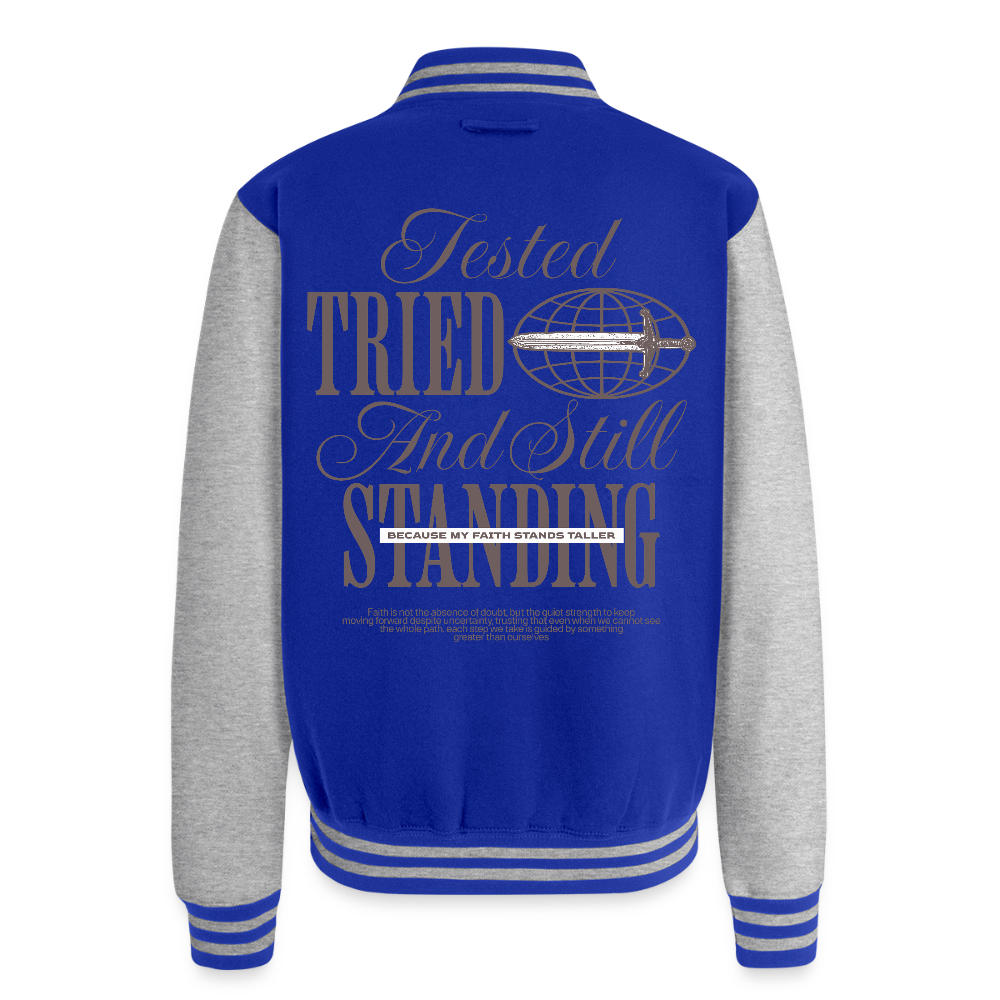 Still Standing - Letterman Jacket - royal/heather grey