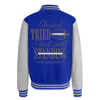 Still Standing - Letterman Jacket - royal/heather grey