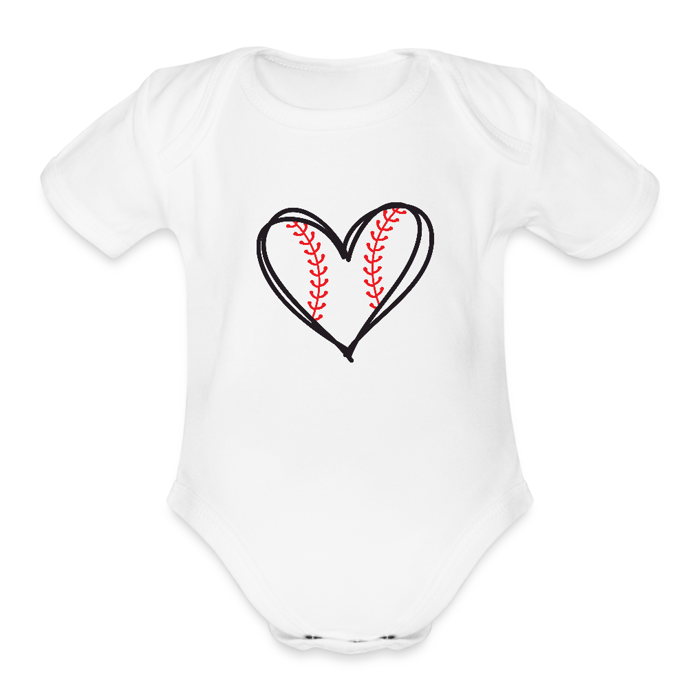Baseball heart - Short Sleeve Baby Bodysuit - white