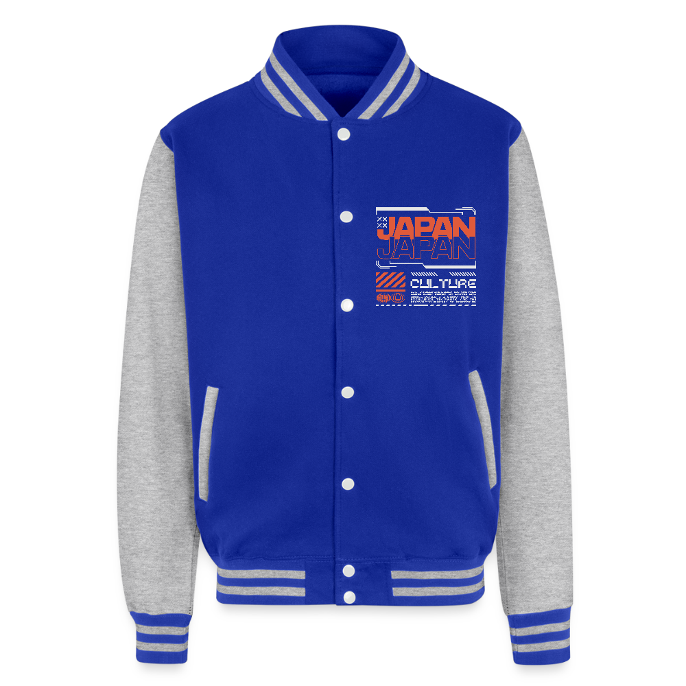 Japan Culture - Letterman Jacket - royal/heather grey