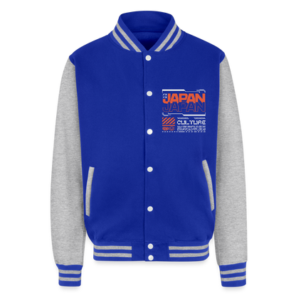 Japan Culture - Letterman Jacket - royal/heather grey