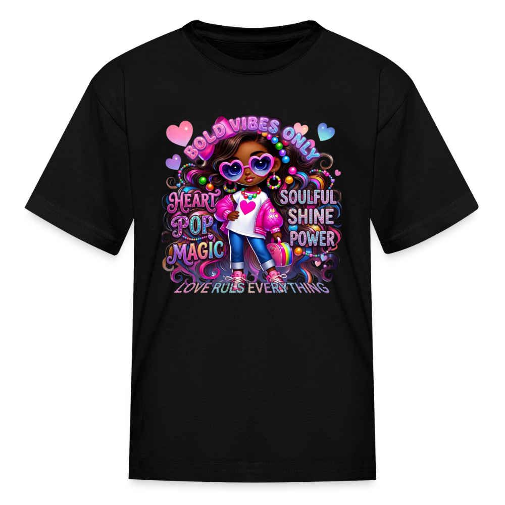Black Girl Power - Bold Vibes Only Kids' T-Shirt - black