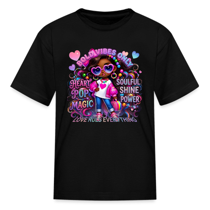 Black Girl Power - Bold Vibes Only Kids' T-Shirt - black