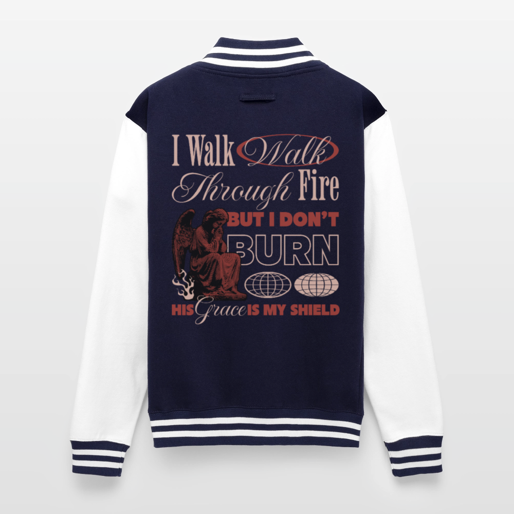 Walk with God - Letterman's Jacket - navy/white