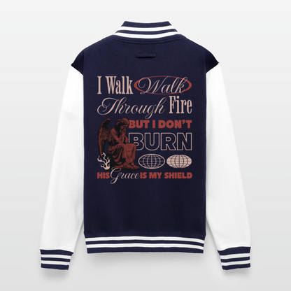 Walk with God - Letterman's Jacket - navy/white