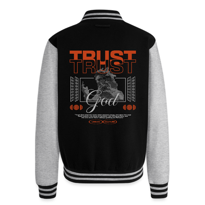 Trust god - Letterman Jacket - black/heather grey