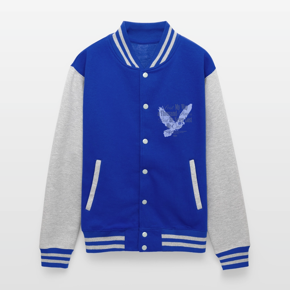 God is with Us - Letterman Jacket - royal/heather grey