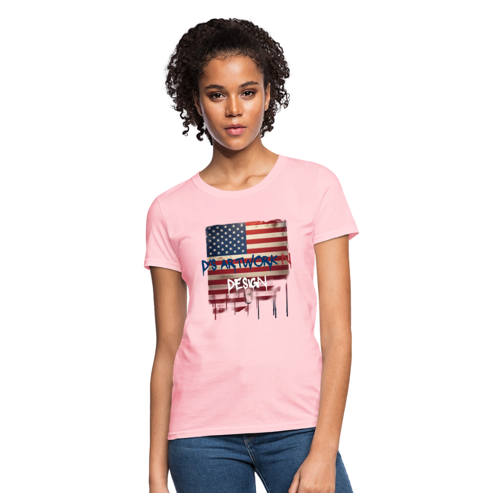 USA Flag Drip - Women's T-Shirt - pink