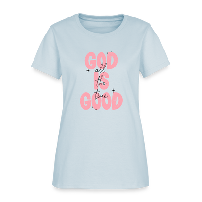 God is Good - Bold Pink -Women's Short Sleeve T-Shirt - light blue