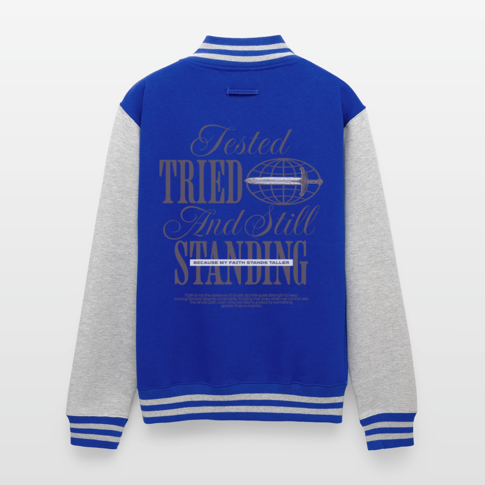 Still Standing - Letterman Jacket - royal/heather grey