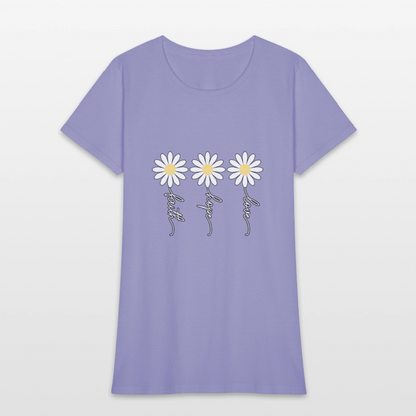 Faith, Hope, Love - floral Women's T-Shirt-2 - lavender