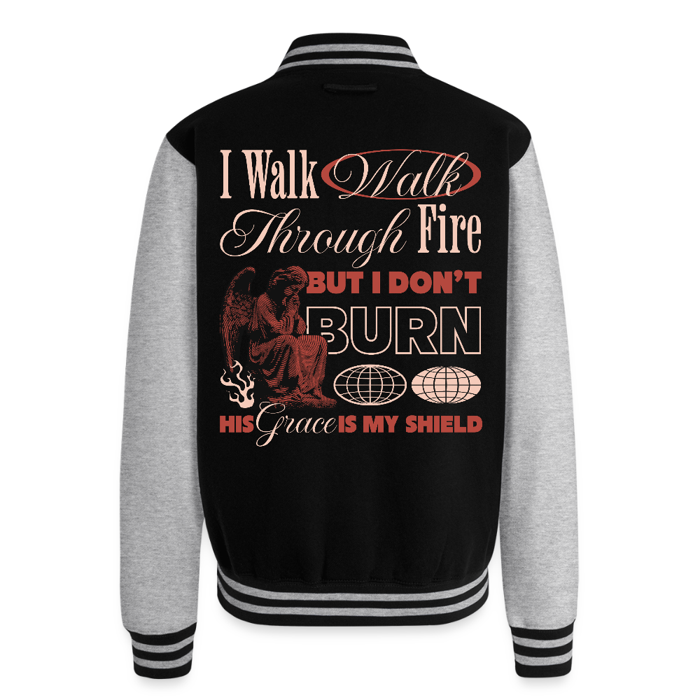 Walk with God - Letterman's Jacket - black/heather grey