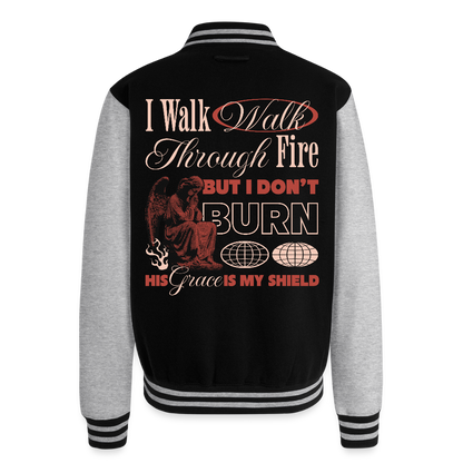 Walk with God - Letterman's Jacket - black/heather grey