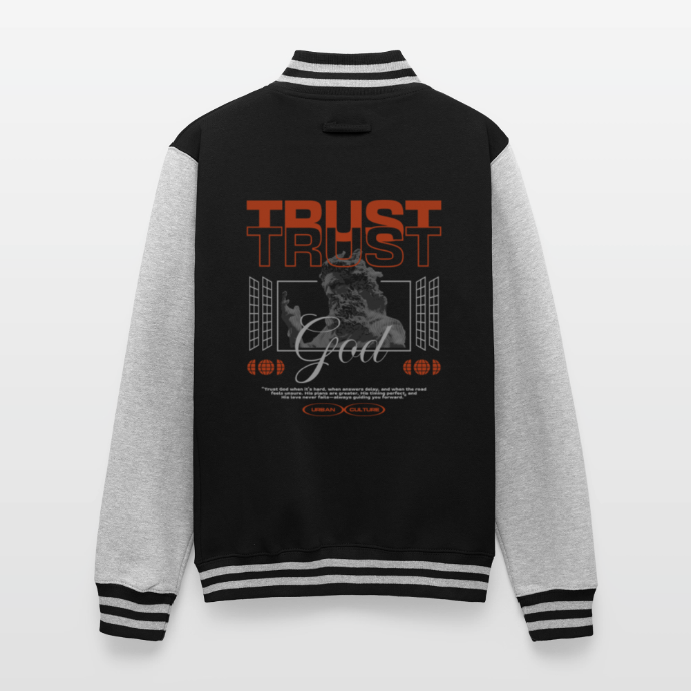 Trust god - Letterman Jacket - black/heather grey