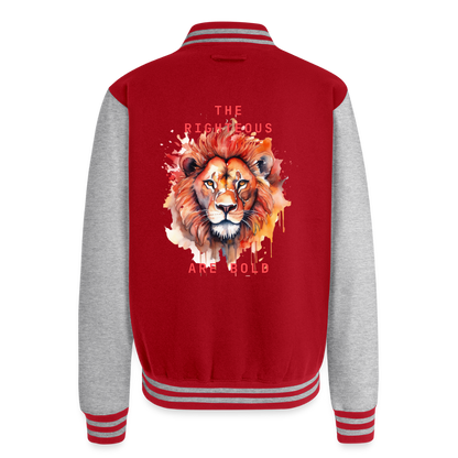 Bold Lion -  Letterman Jacket - red/heather grey