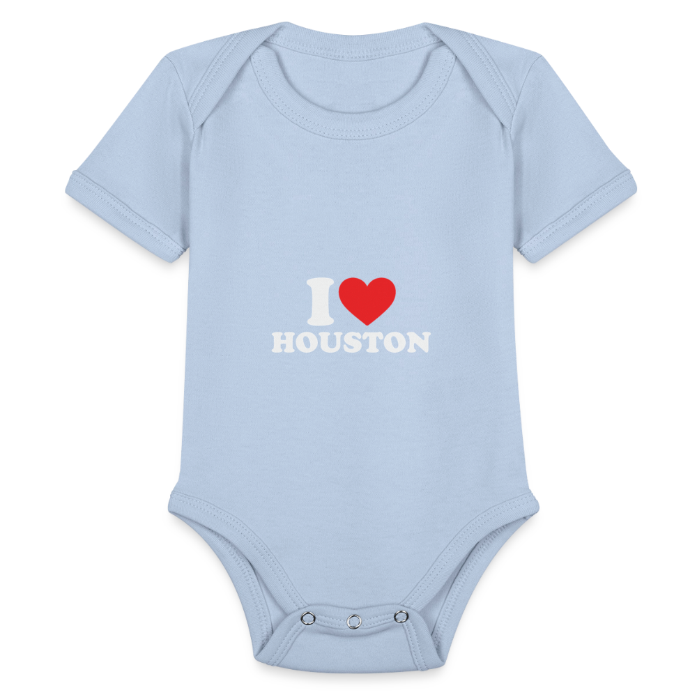 I Love Houston - Short Sleeve Baby Bodysuit - sky