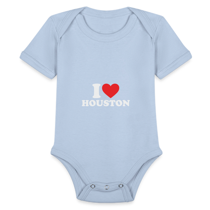 I Love Houston - Short Sleeve Baby Bodysuit - sky