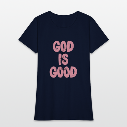 God is Good - Bold Pink -Women's Short Sleeve T-Shirt - navy