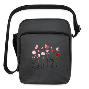 Faith Hope and Love - Floral Upright Crossbody Bag - charcoal grey