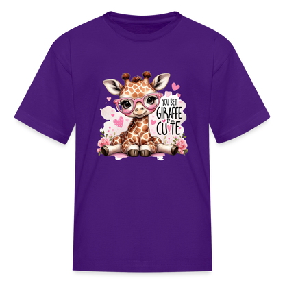 Cute Giraffe - Kids' T-Shirt - purple
