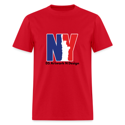 NY - Blue and Red Tee - red