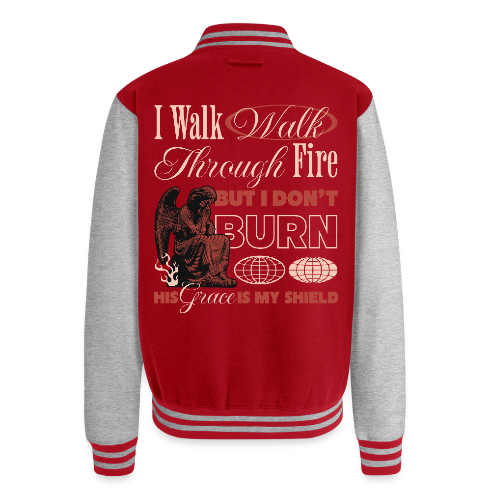 Walk with God - Letterman's Jacket - red/heather grey