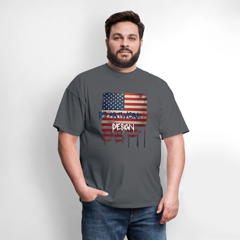 USA Drip Flag - Men's T-Shirt - charcoal