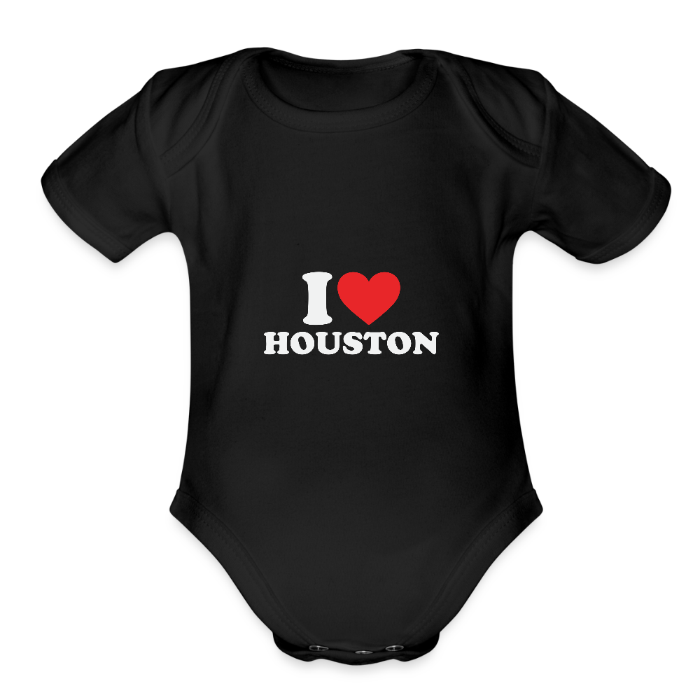 I Love Houston - Short Sleeve Baby Bodysuit - black