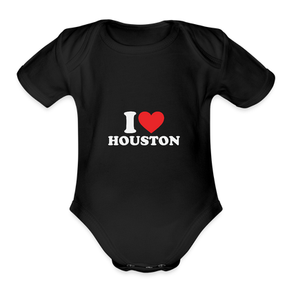 I Love Houston - Short Sleeve Baby Bodysuit - black