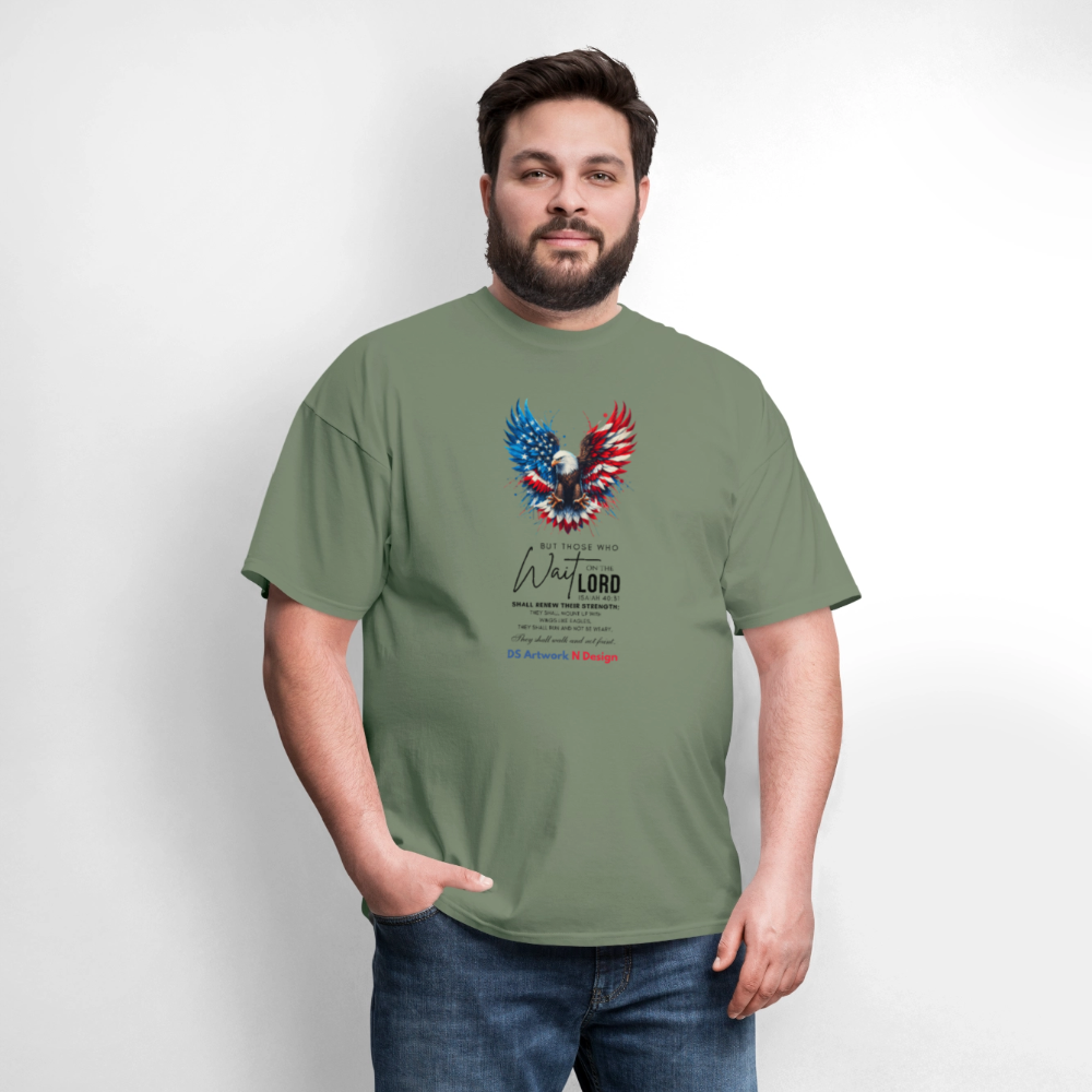 Mount on Eagles wings -Men's  T-Shirt - military green