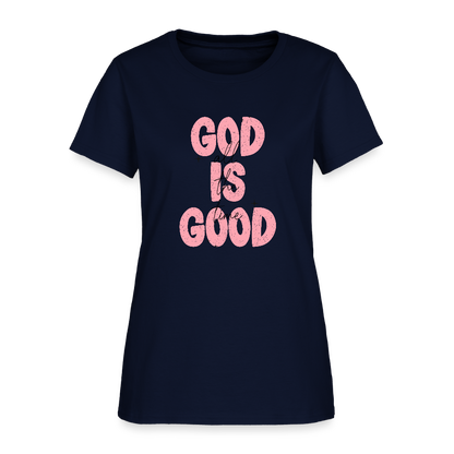 God is Good - Bold Pink -Women's Short Sleeve T-Shirt - navy