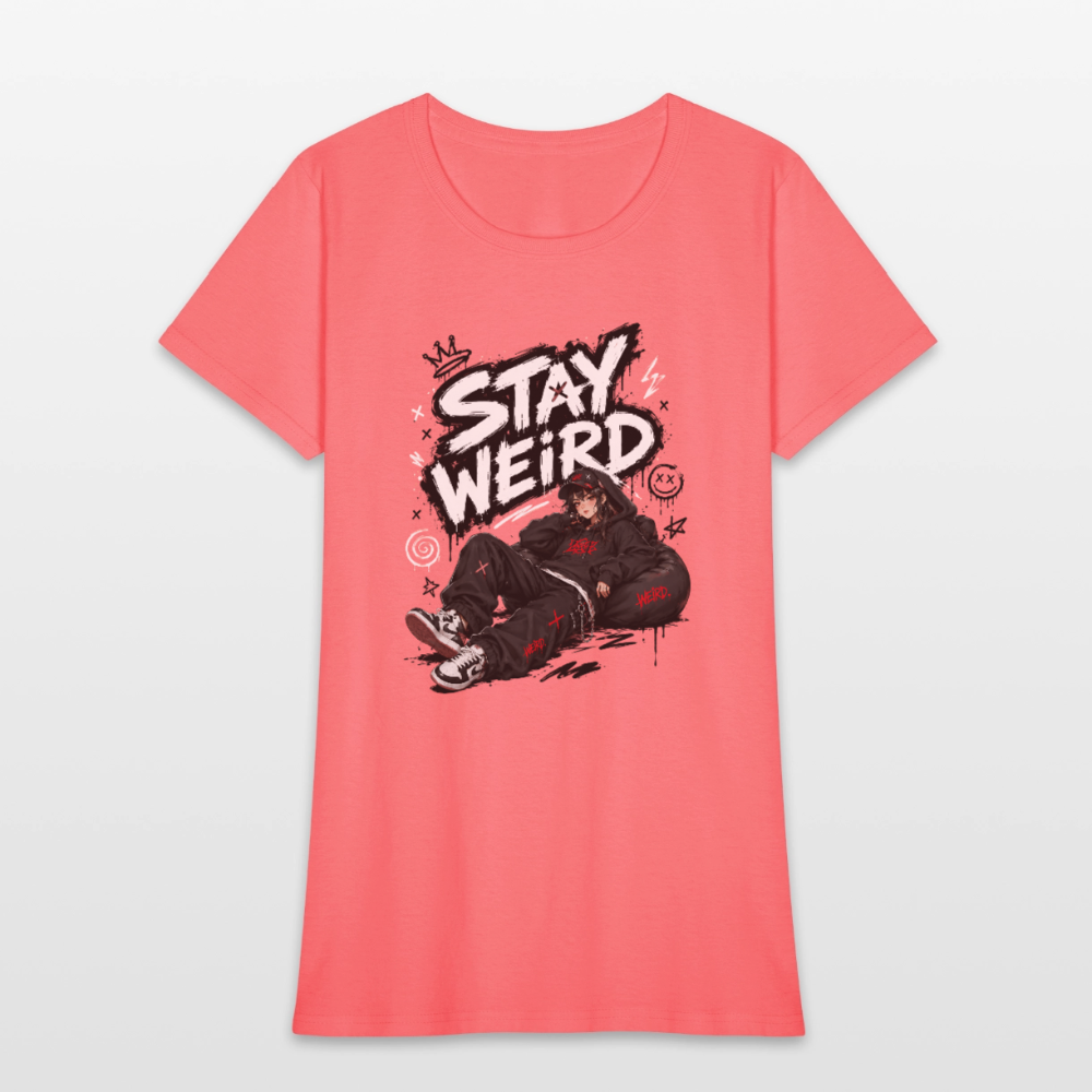 Stay Weird - Graffiti Women's T-Shirt - coral